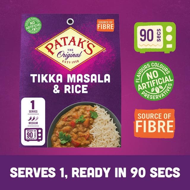 Patak's Indian 250g Tikka Masala Curry & Rice Microwave Ready Meal - gallery image 2