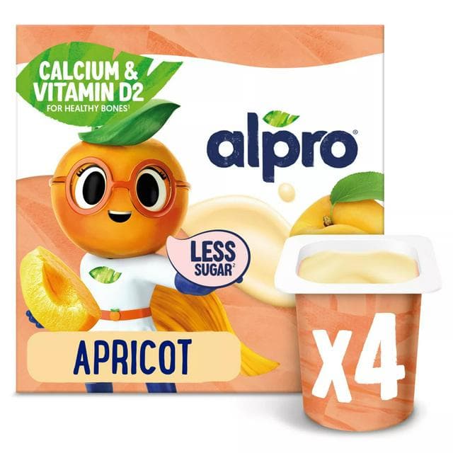Alpro Kids 4 x 115g Soya Apricot Dairy Free Yoghurt Alternative - gallery image 1