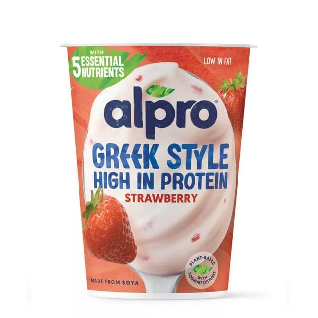 Alpro 400g Low Fat Dairy Free Greek Style Strawberry Yogurt Alternative - gallery image 1