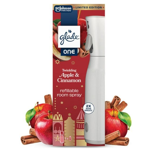 Glade ONE Festive Refillable Room Spray Starter Kit, Twinkling Apple & Cinnamon, 1x13ml - gallery image 1
