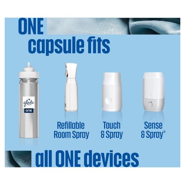 Glade One Pure Clean Linen Bathroom Starter Kit Touch & Spray Air Freshener 13ml - gallery image 3
