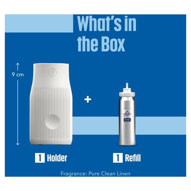 Glade One Pure Clean Linen Bathroom Starter Kit Touch & Spray Air Freshener 13ml - gallery image 6