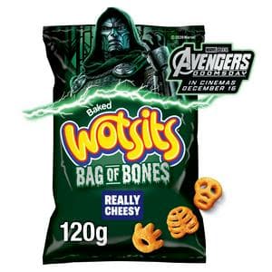Walkers Wotsits 120g Bag of Bones Cheese Corn Puffs Sharing Snacks