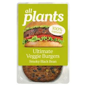 all plants 160g Smoky Black Bean Ultimate Veggie Burgers