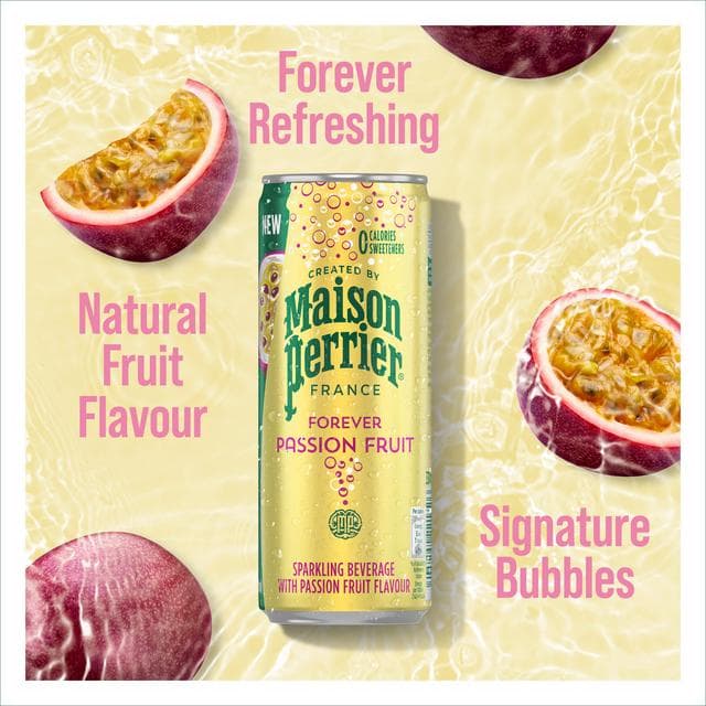 Maison Perrier Forever 4 x 330ml Passion Fruit Lightly Flavoured Sparkling Water - gallery image 2