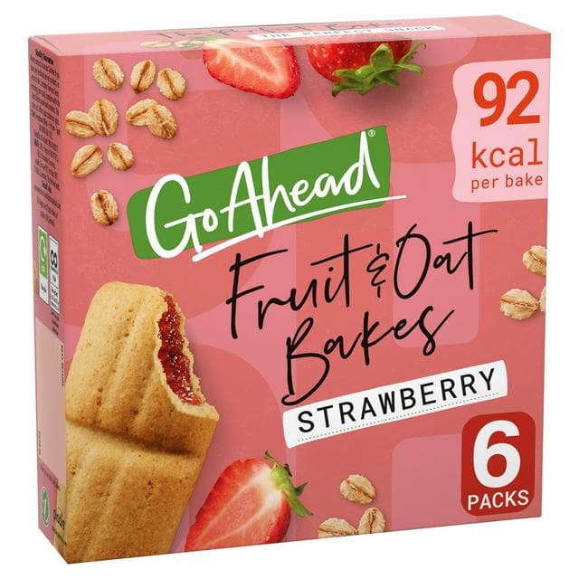Go Ahead Fruit & Oat Bakes 6 x 25g Strawberry Multipack Snack Bars - gallery image 1