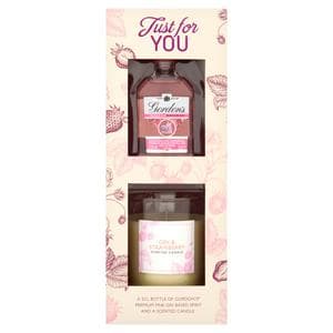 Just for You 5cl Bottle of Gordon's Premium Pink Gin Based Spirit & Scented Candle Gift Set
