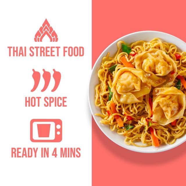 Kitchen Joy Thai Cube 300g Prawn Wonton 'Drunken' Noodles in a Spicy Sauce - gallery image 2