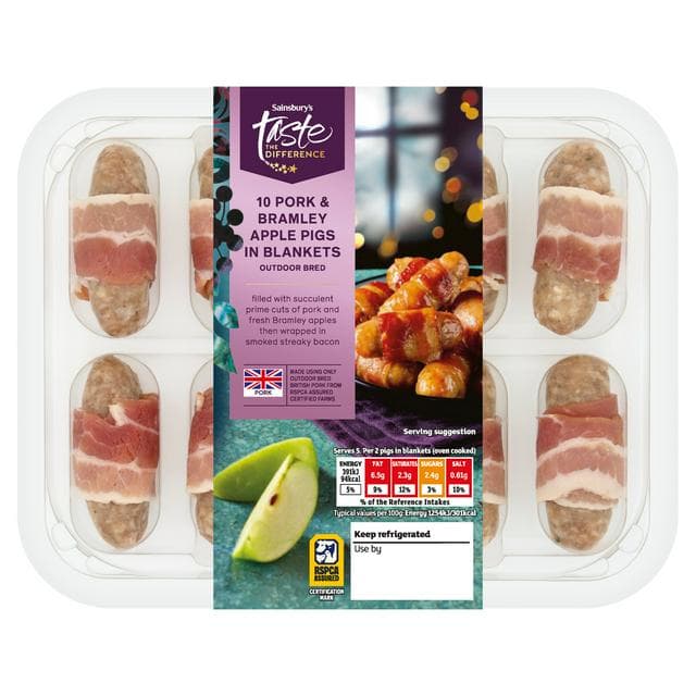 Sainsbury's 10 x Pork & Bramley Apple Pigs in Blankets, Taste the Difference 210g - gallery image 1