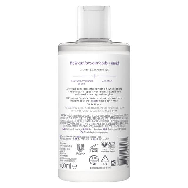 Dove Body + Mind 400ml French Lavender & Oat Milk Serum Infused Bath Soak - gallery image 6