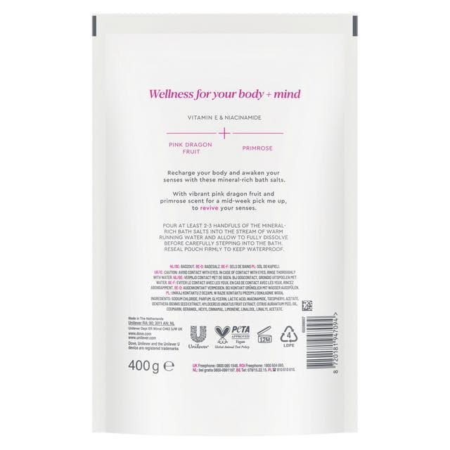 Dove Body + Mind 400g Dragon Fruit Bath Salts - gallery image 6
