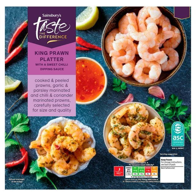 Sainsbury's 430g King Prawn Platter with Sweet Chilli Dipping Sauce, Taste the Difference - gallery image 1