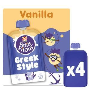 Petits Filous 4 x Vanilla Flavour Greek Style Kids Yoghurt Pouch 85g