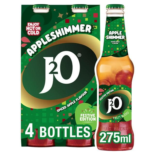 J2O 4 x 275ml Appleshimmer Spiced Apple Flavoured Drink Bottle, Festive Edition - gallery image 1