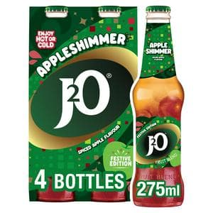 J2O 4 x 275ml Appleshimmer Spiced Apple Flavoured Drink Bottle, Festive Edition
