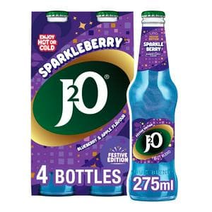 J2O 4 x 275ml Sparkleberry Blueberry & Apple Flavoured Drink Bottle, Festive Edition
