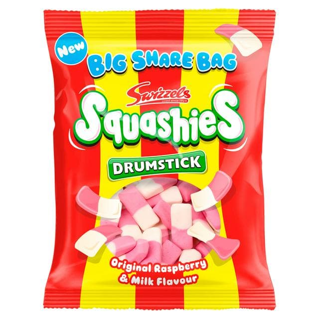 Swizzels 330g Original Raspberry & Milk Flavour Squashies Sharing Bag - gallery image 1