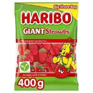 Haribo 400g Giant Strawbs Sweets Big Sharing Bag