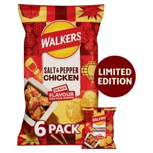 Walkers 6 x 25g Salt & Pepper Chicken Multipack Crisps, Limited Edition