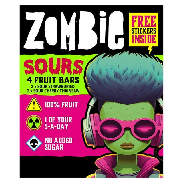 Zombie Sours 4 x 25g Fruit Bars 100g - gallery image 1
