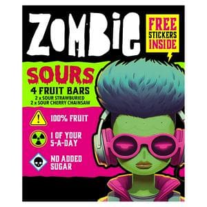 Zombie Sours 4 x 25g Fruit Bars 100g