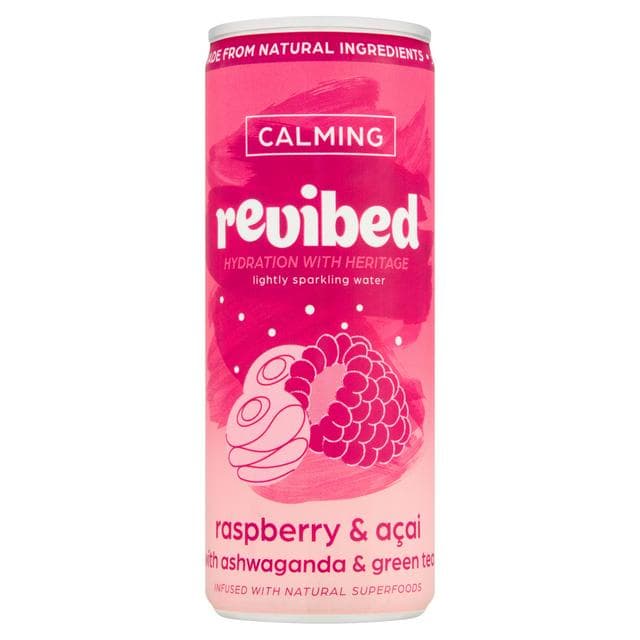 Revibed Calming 250ml Raspberry & Acai Lightly Sparkling Water Can - gallery image 1