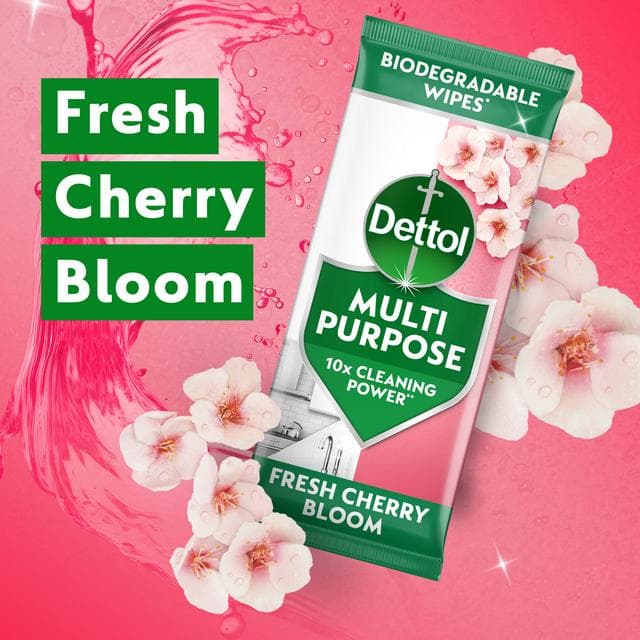 Dettol 72 x Fresh Cherry Bloom Multipurpose Cleaning Wipes - gallery image 6