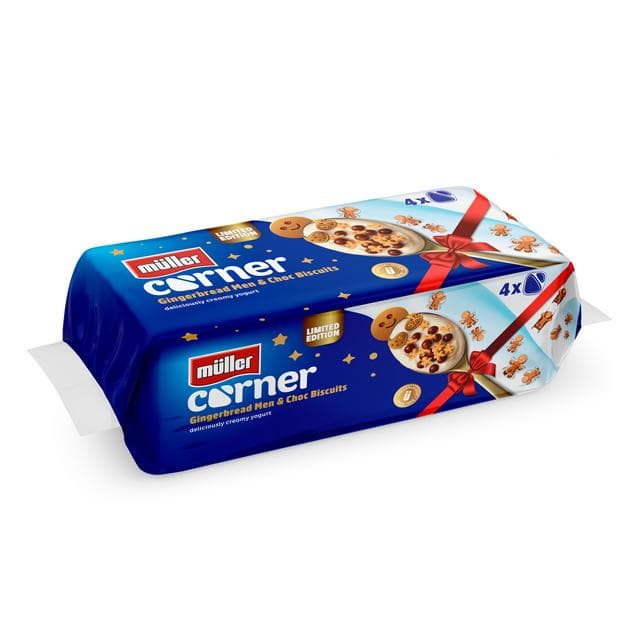 Müller Corner 4 x Gingerbread Men & Chocolate Biscuits Yogurts, Limited Edition 124g - gallery image 4