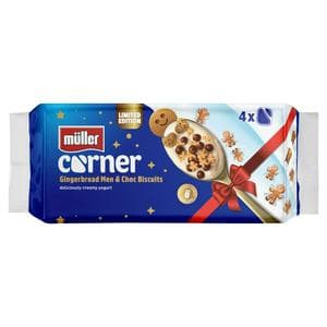 Müller Corner 4 x Gingerbread Men & Chocolate Biscuits Yogurts, Limited Edition 124g