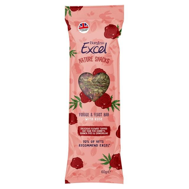 Burgess Excel Nature Snacks 60g Forage & Feast Bar with Rose Small Animal Treat - gallery image 1