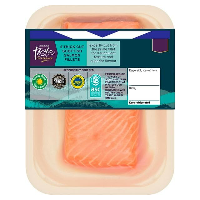 Sainsbury's 2 x Thick Cut Scottish Salmon Fillets, Taste the Difference 280g - gallery image 1