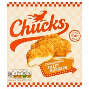 Chucks 2 x Crispy Chicken Fillet Burgers 230g