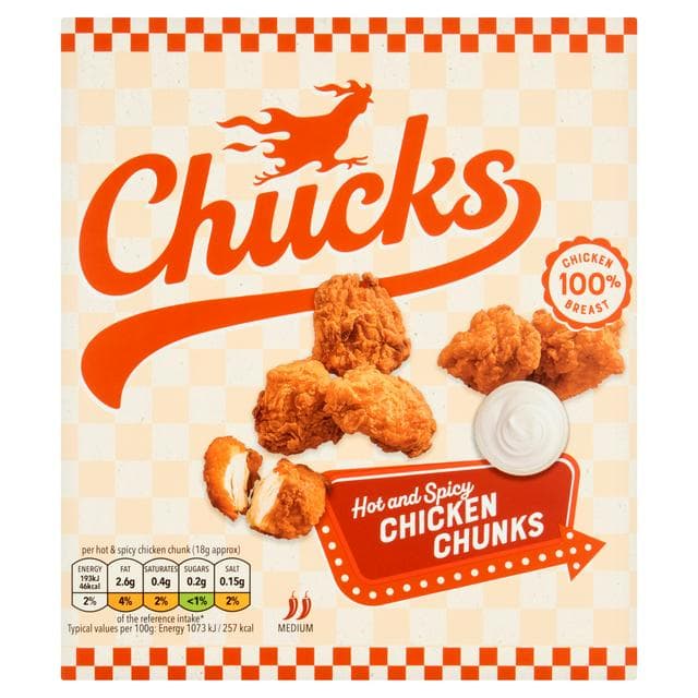 Chucks 225g Hot & Spicy Chicken Chunks - gallery image 1