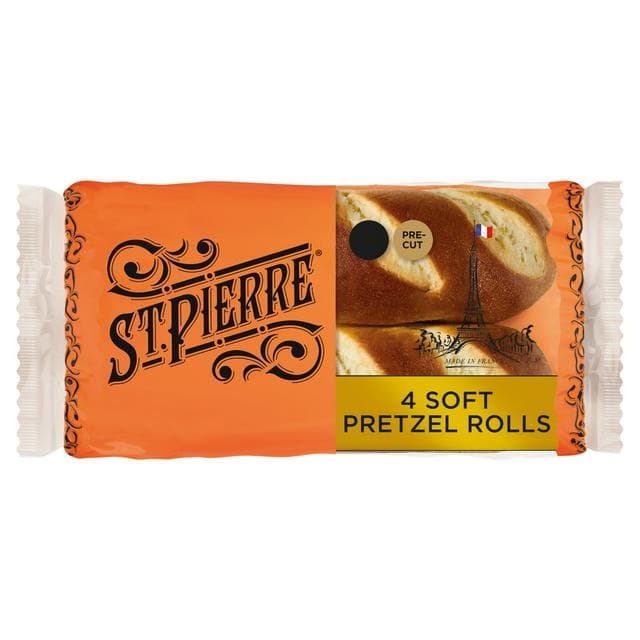 St Pierre 4 x Pre Cut Soft Pretzel Rolls - gallery image 1