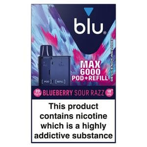 Blu MAX 6000 20mg/ml Blueberry Sour Razz Pod + Refill Pack