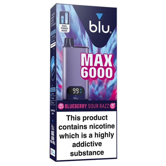 Blu MAX 6000 20mg/ml Blueberry Sour Razz Vape Device - gallery image 2