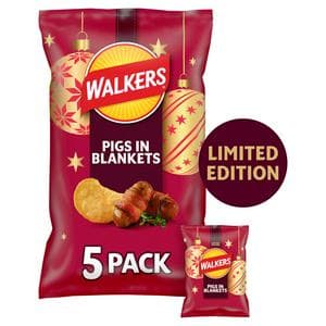Walkers 5 x 25g Pigs in Blankets Multipack Crisps, Limited Edition
