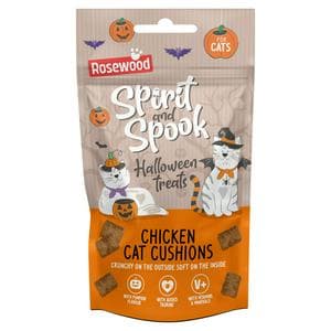 Rosewood Spirit & Spook 60g Pumpkin Flavoured Chicken Cat Cushions Halloween Cats Treats