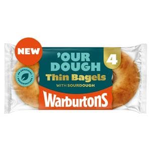 Warburtons 'Our Dough 4 x Thin Bagels with Sourdough
