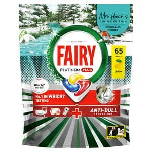 Fairy 65 x Platinum Plus Mrs Hinch's Woodland Wander Lemon Dishwasher Tablets, Limited Edition