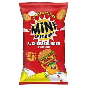 Mini Cheddars 6 x 23g Cheeseburger Flavour Multipack Sharing Crisps, Limited Edition