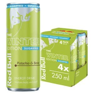 Red Bull 4 x 250ml Sugarfree Pistachio & Berries Energy Drink, Winter Edition