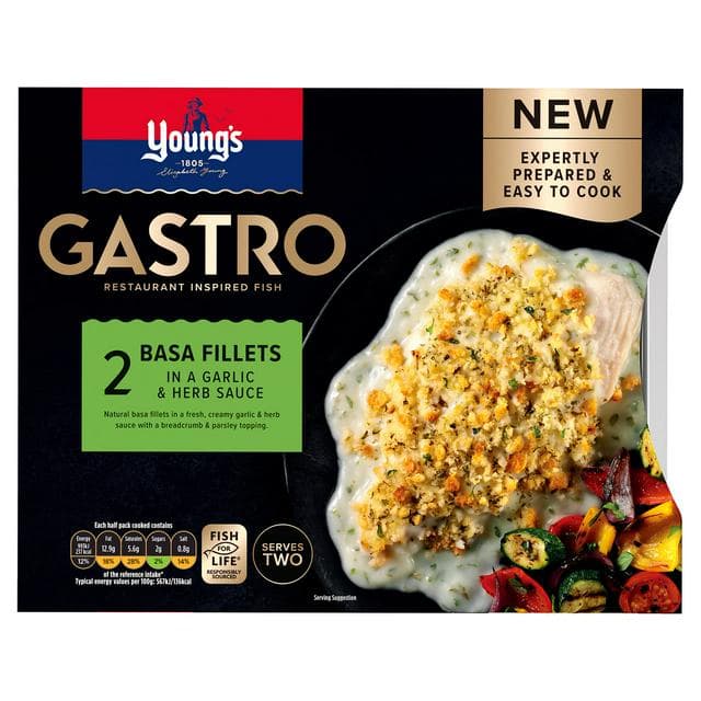 Young's Gastro 2 x Basa Fillets in Garlic & Herb Sauce 400g - gallery image 1