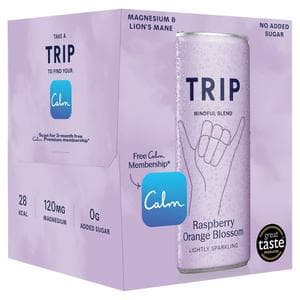 TRIP 4 x 250ml Raspberry Orange Blossom Sparkling Drink Cans