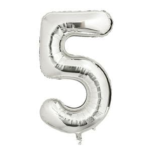 Sainsbury's Home 34" Silver Foil Number Birthday Balloon Age 5