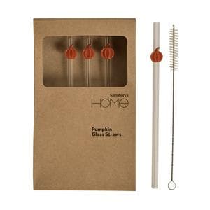 Sainsbury's Home Pack of 4 Pumpkin Glass Straws