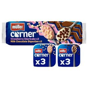 Müller Corner Chocolate Digestive & Strawberry Shortcake Yogurts 6x124g