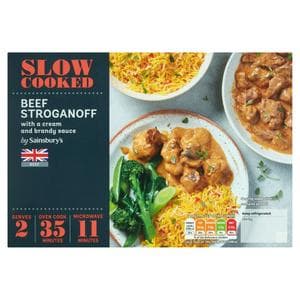 Sainsbury's Slow Cooked British Beef Stroganoff With A Rich Cream & Brandy Sauce 530g (Serves 2)