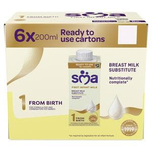 SMA First Infant Baby Milk from Birth 6 x 200ml