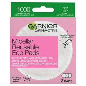 Garnier Micellar Reusable Make-up Remover Eco Pads Micro Fibre Pads x3